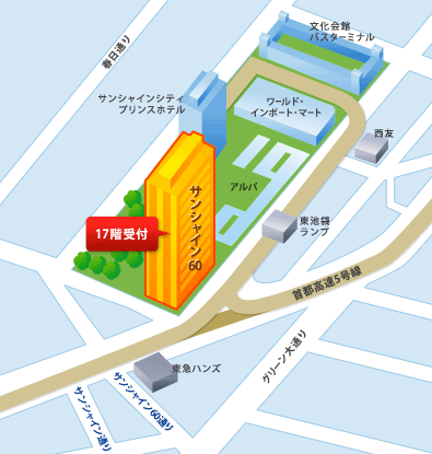 サンシャイン付近の地図