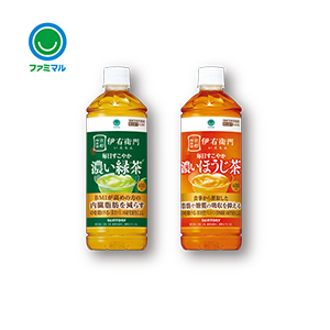 対象の日清完全メシを1個買うと、ファミマル 伊右衛門 毎日すこやかの対象商品が1本無料。