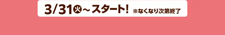 3月31日火曜日よりスタート！※なくなり次第終了