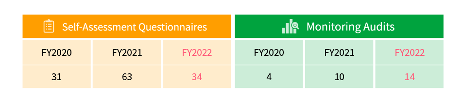 Implementation of Self-Assessment Questionnaires and Audits