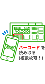 請求書（払込票）のバーコードを読み取り、支払いを行います。