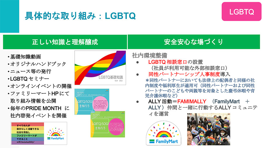 具体的な取り組み：LGBTQ