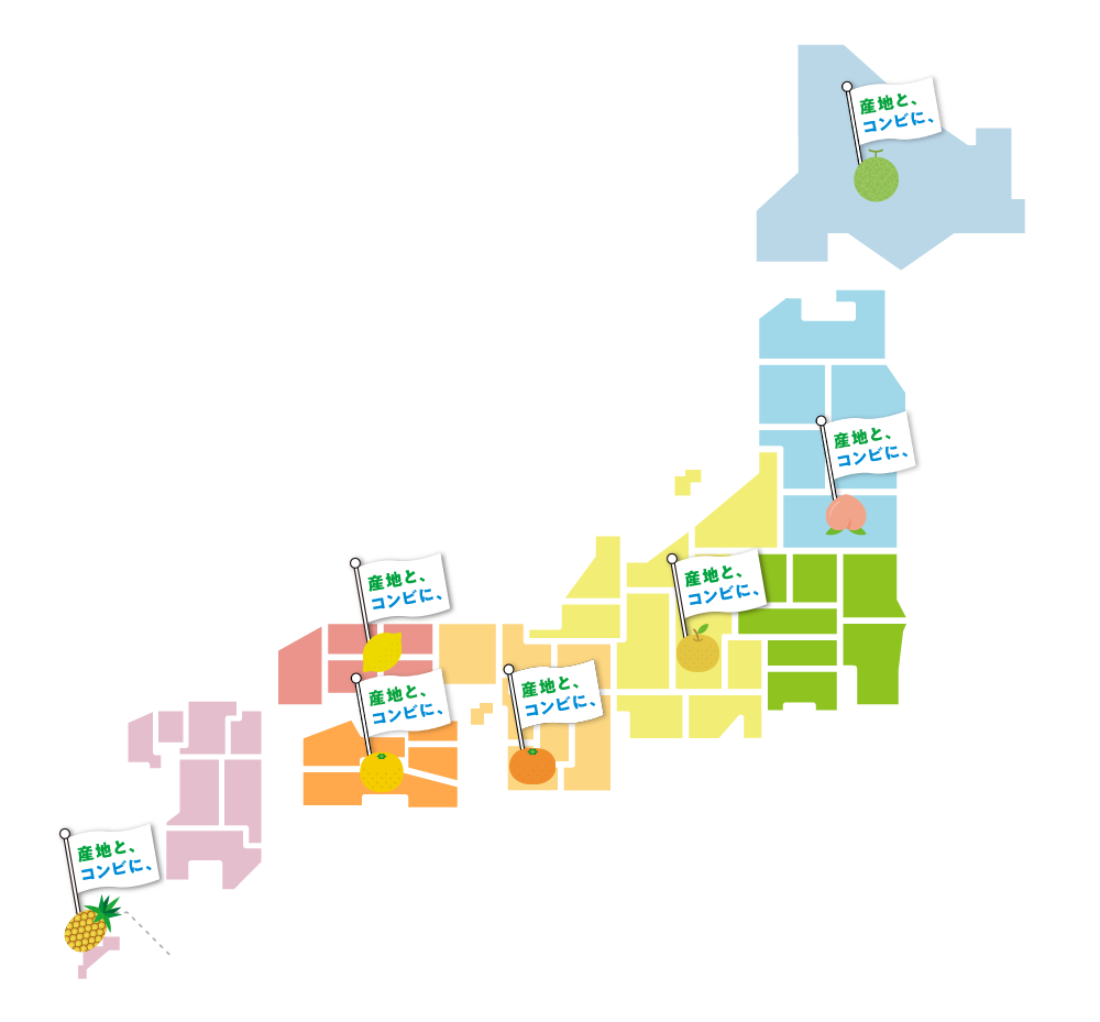 日本地図に展開した地域をマッピングした図