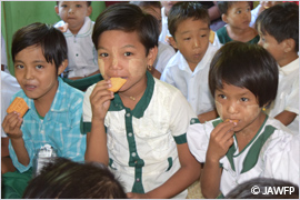 Children having enriched biscuits