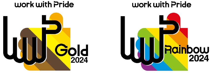  PRIDE 指標2024ゴールド、レインボー認定マーク