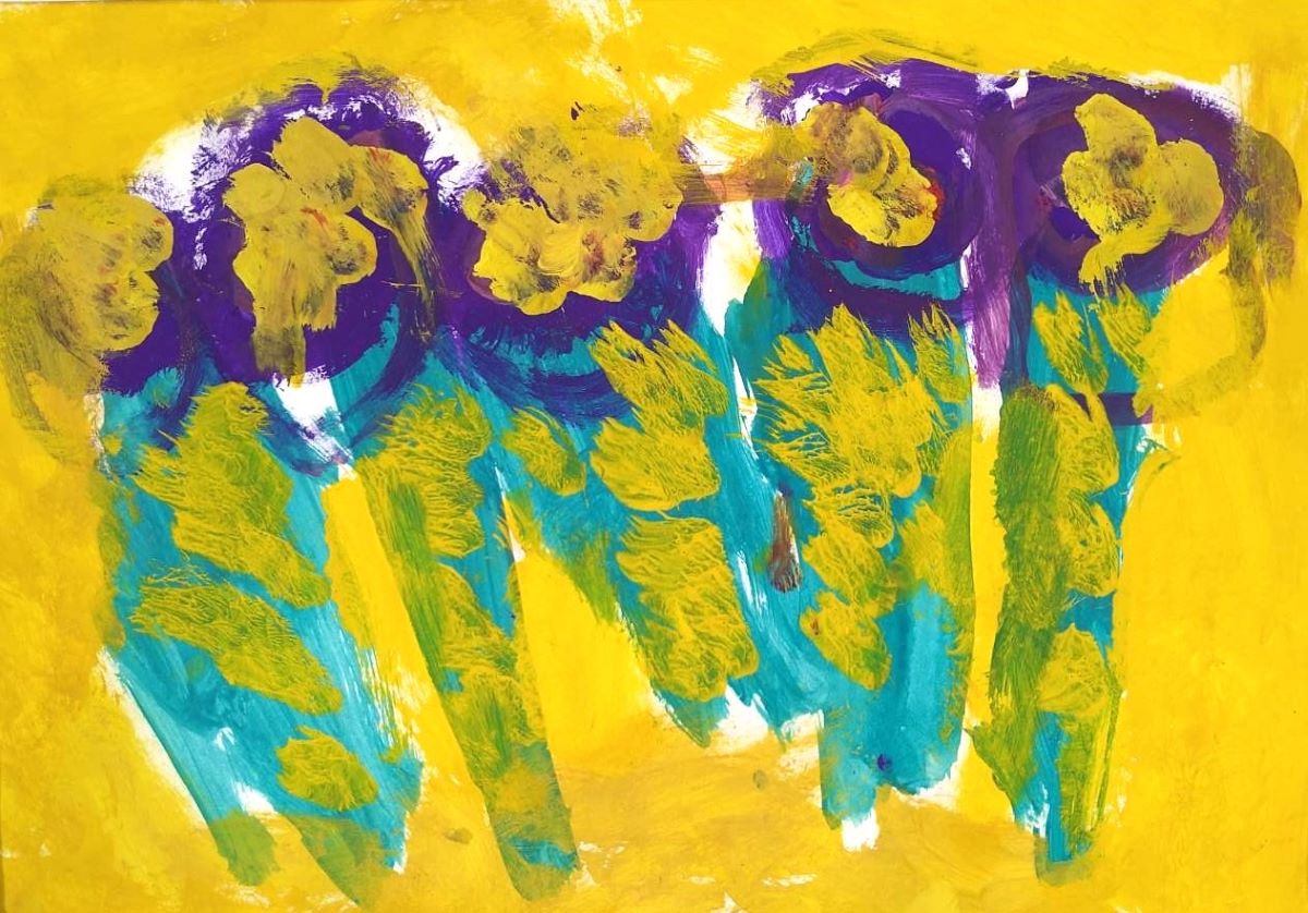 障がいのある方が描いたアート作品、新田忠弘「花」