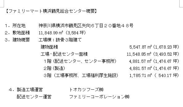 ファミリーマート最大の総合センター ファミリーマート横浜鶴見総合センター 竣工のお知らせ 首都圏でのさらなる競争力強化 ニュースリリース ファミリーマート